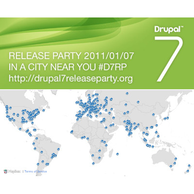 326 soirées dans 96 pays ont eu lieu pour célébrer la sortie de Drupal 7 le vendredi 7 janvier 2011 Drupal 7 Release Party
