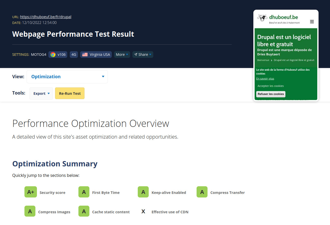 Webpage Performance Test Result