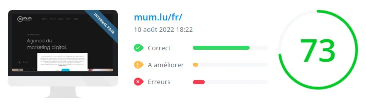 mum.lu : score WooRank de la page d'accueil du site en date du 10 août 2022