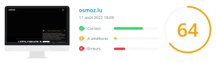 osmoz.lu : score WooRank de la page d'accueil du site en date du 11 août 2022